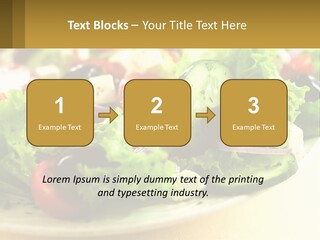 A Salad With Cucumbers And Olives On A Plate PowerPoint Template