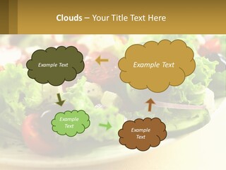 A Salad With Cucumbers And Olives On A Plate PowerPoint Template