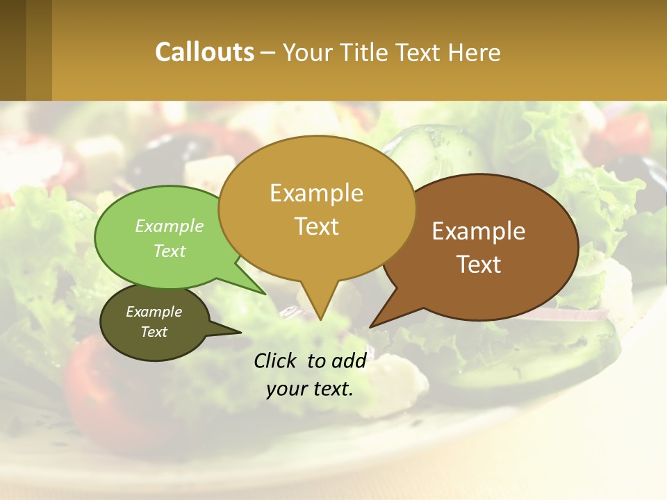 A Salad With Cucumbers And Olives On A Plate PowerPoint Template