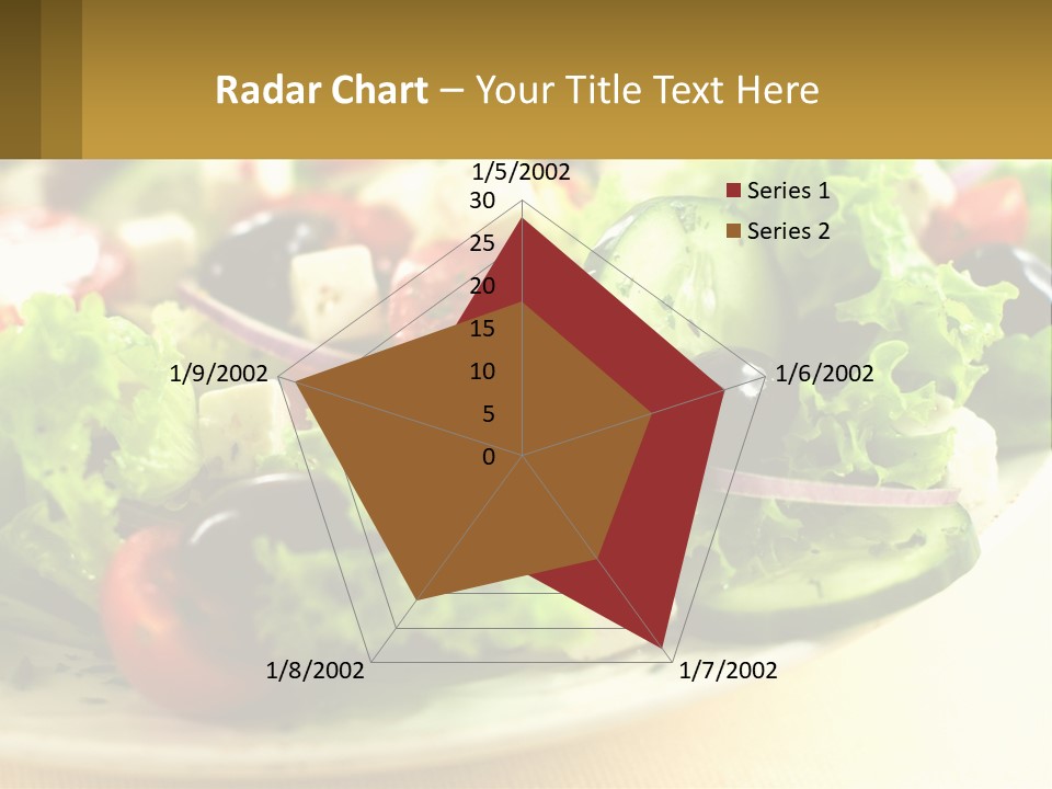 A Salad With Cucumbers And Olives On A Plate PowerPoint Template