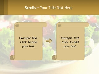 A Salad With Cucumbers And Olives On A Plate PowerPoint Template