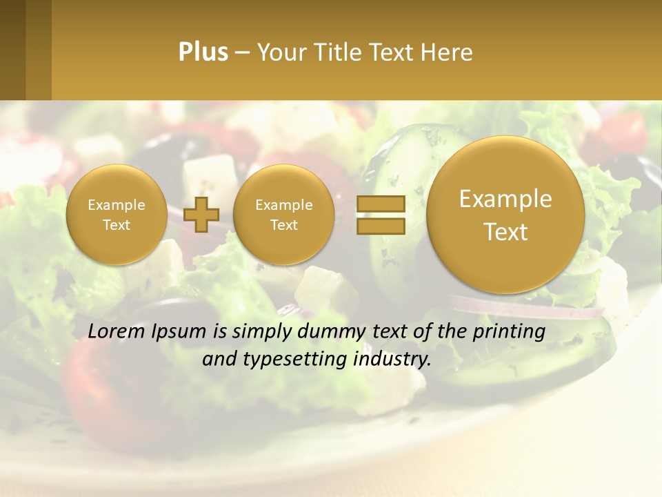 A Salad With Cucumbers And Olives On A Plate PowerPoint Template
