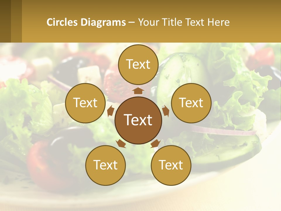 A Salad With Cucumbers And Olives On A Plate PowerPoint Template