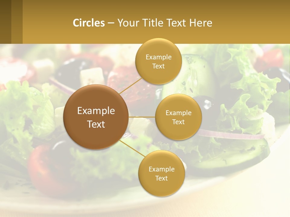 A Salad With Cucumbers And Olives On A Plate PowerPoint Template