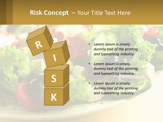 A Salad With Cucumbers And Olives On A Plate PowerPoint Template