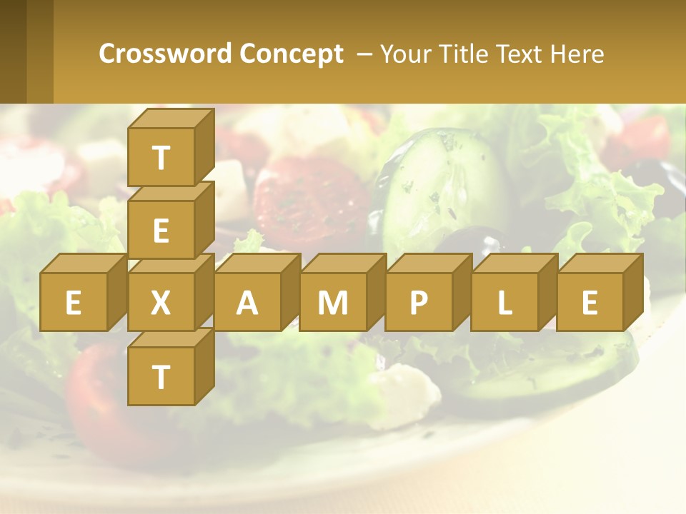 A Salad With Cucumbers And Olives On A Plate PowerPoint Template