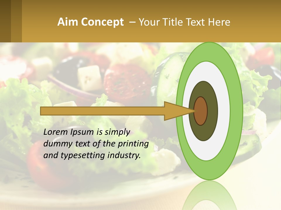 A Salad With Cucumbers And Olives On A Plate PowerPoint Template