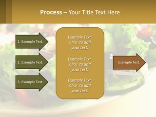 A Salad With Cucumbers And Olives On A Plate PowerPoint Template
