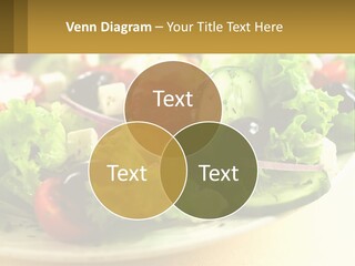 A Salad With Cucumbers And Olives On A Plate PowerPoint Template