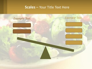 A Salad With Cucumbers And Olives On A Plate PowerPoint Template