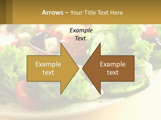 A Salad With Cucumbers And Olives On A Plate PowerPoint Template