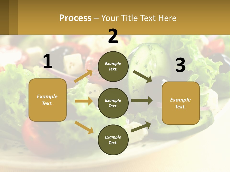 A Salad With Cucumbers And Olives On A Plate PowerPoint Template