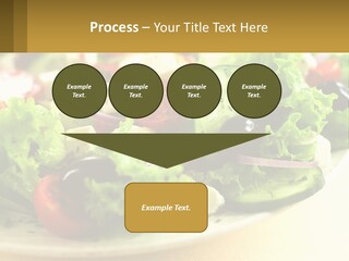 A Salad With Cucumbers And Olives On A Plate PowerPoint Template