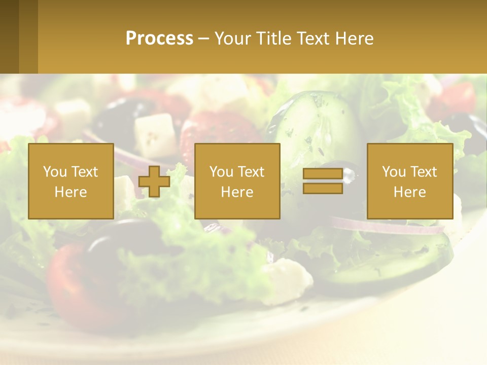 A Salad With Cucumbers And Olives On A Plate PowerPoint Template