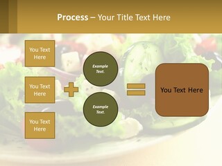 A Salad With Cucumbers And Olives On A Plate PowerPoint Template
