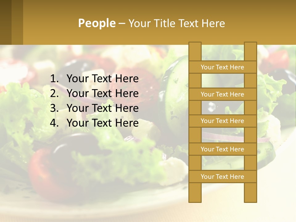 A Salad With Cucumbers And Olives On A Plate PowerPoint Template