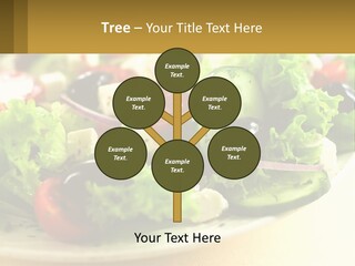 A Salad With Cucumbers And Olives On A Plate PowerPoint Template