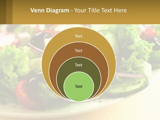 A Salad With Cucumbers And Olives On A Plate PowerPoint Template