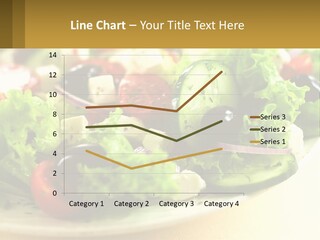 A Salad With Cucumbers And Olives On A Plate PowerPoint Template