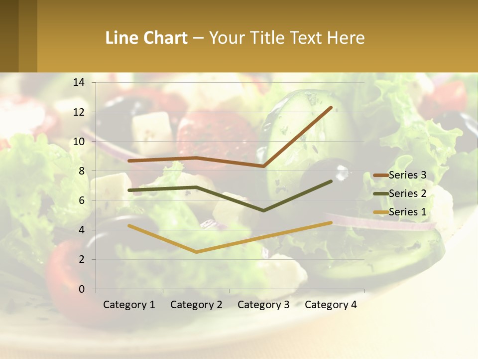A Salad With Cucumbers And Olives On A Plate PowerPoint Template