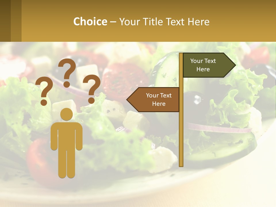 A Salad With Cucumbers And Olives On A Plate PowerPoint Template