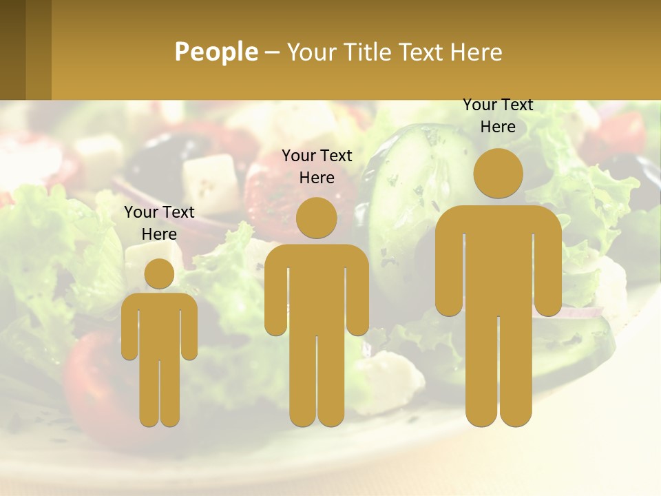 A Salad With Cucumbers And Olives On A Plate PowerPoint Template