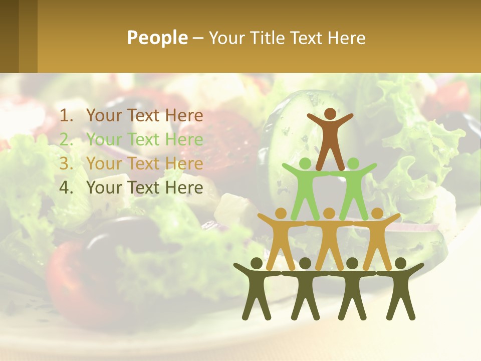 A Salad With Cucumbers And Olives On A Plate PowerPoint Template