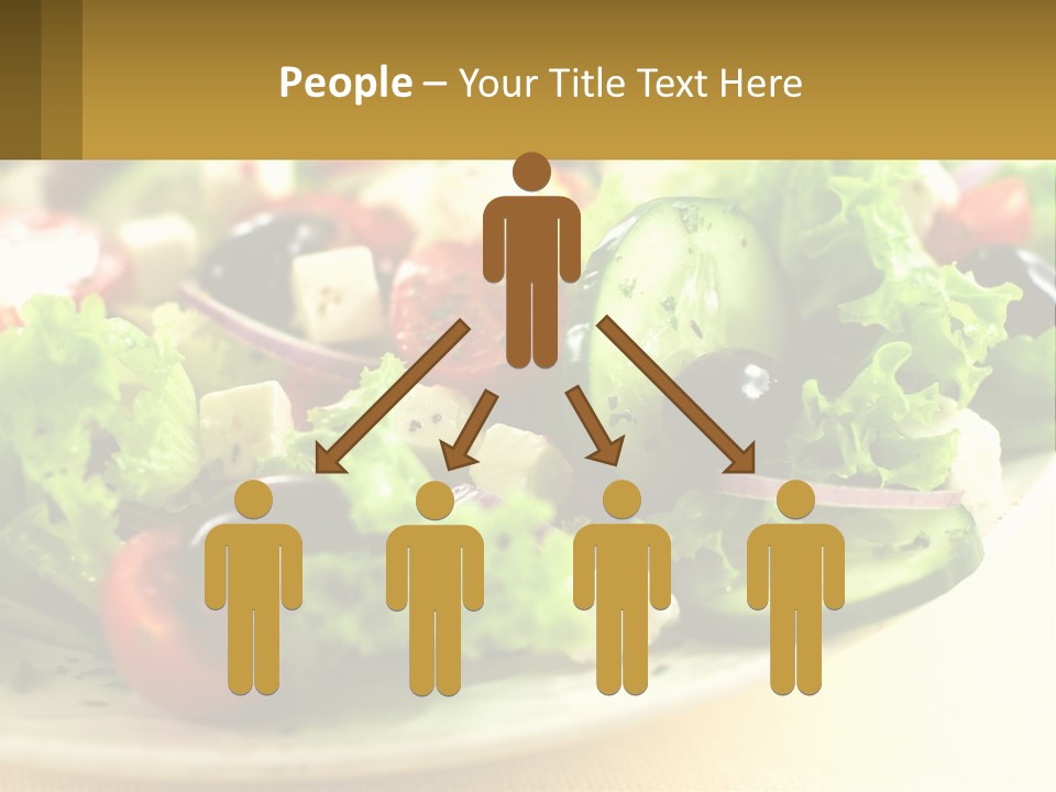 A Salad With Cucumbers And Olives On A Plate PowerPoint Template