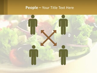 A Salad With Cucumbers And Olives On A Plate PowerPoint Template