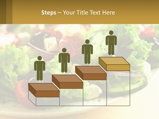 A Salad With Cucumbers And Olives On A Plate PowerPoint Template