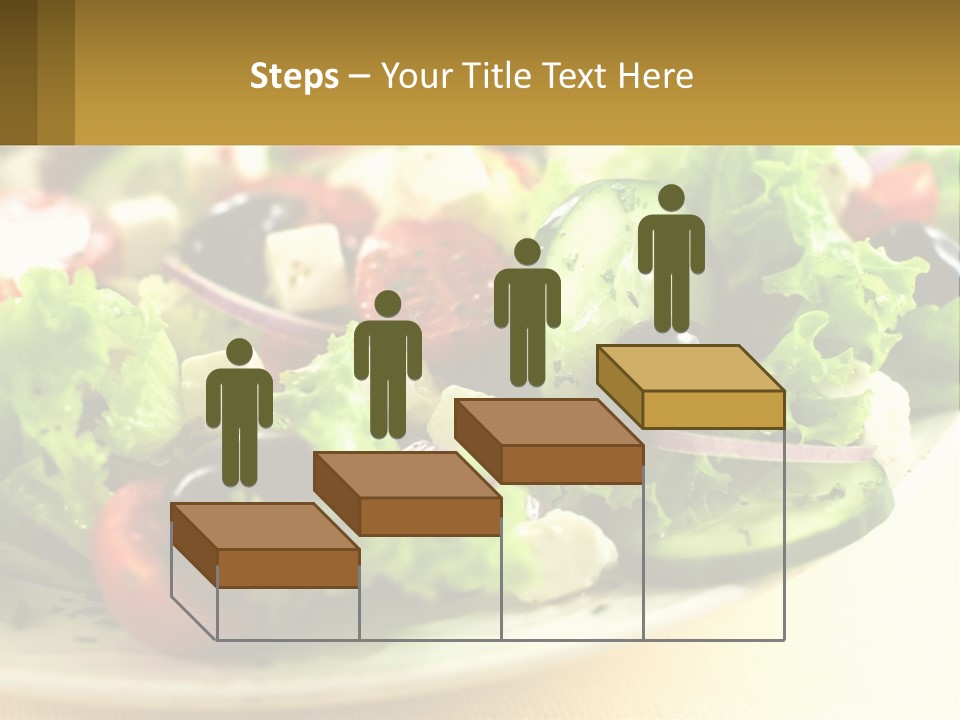 A Salad With Cucumbers And Olives On A Plate PowerPoint Template