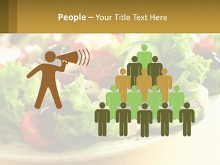 A Salad With Cucumbers And Olives On A Plate PowerPoint Template