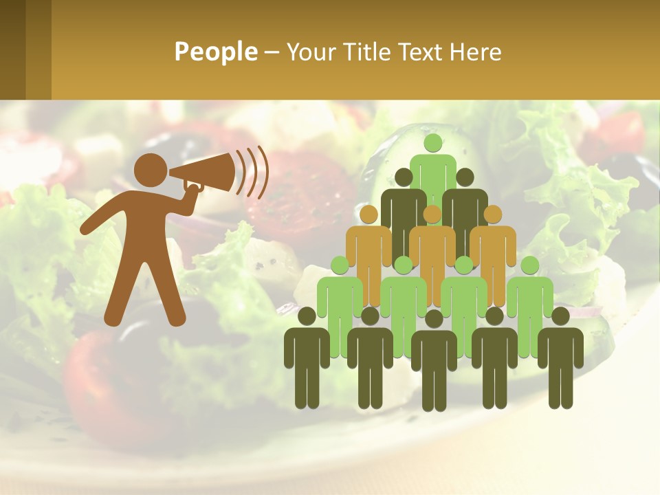 A Salad With Cucumbers And Olives On A Plate PowerPoint Template