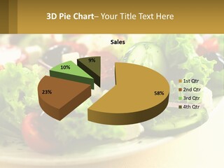 A Salad With Cucumbers And Olives On A Plate PowerPoint Template