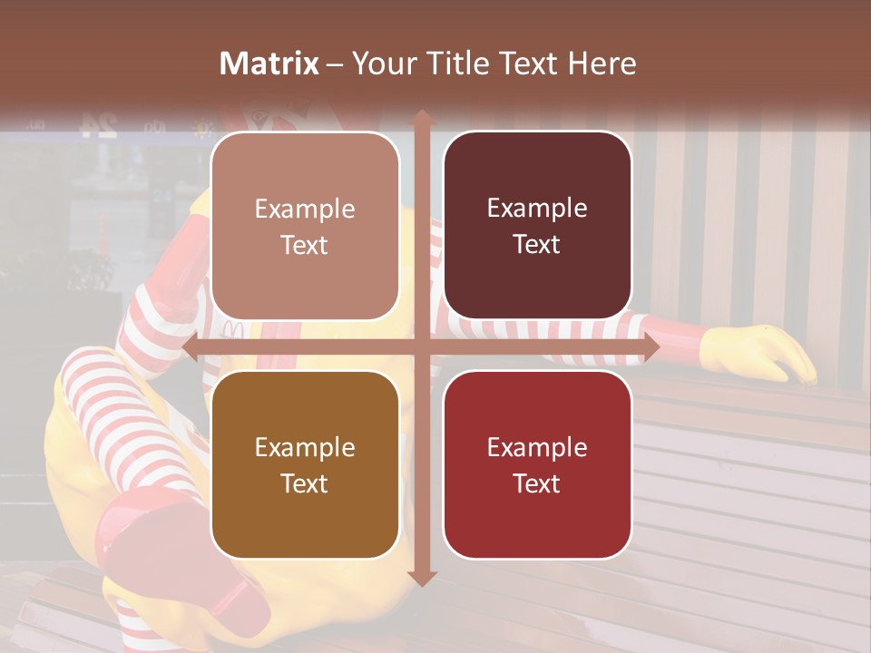 A Clown Sitting On A Bench In Front Of A Building PowerPoint Template