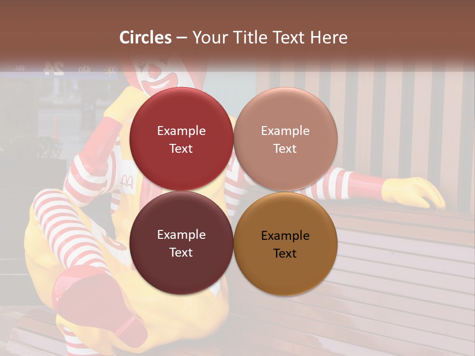 A Clown Sitting On A Bench In Front Of A Building PowerPoint Template