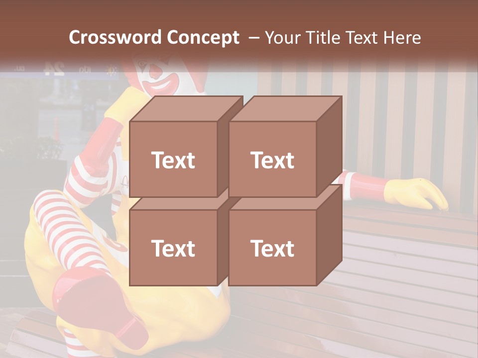 A Clown Sitting On A Bench In Front Of A Building PowerPoint Template