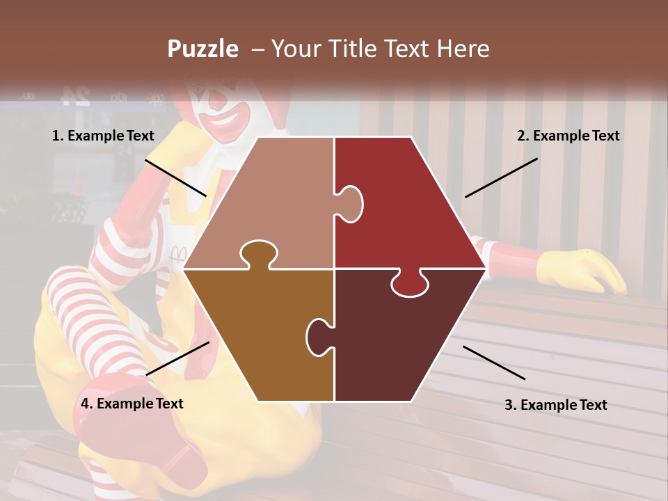 A Clown Sitting On A Bench In Front Of A Building PowerPoint Template