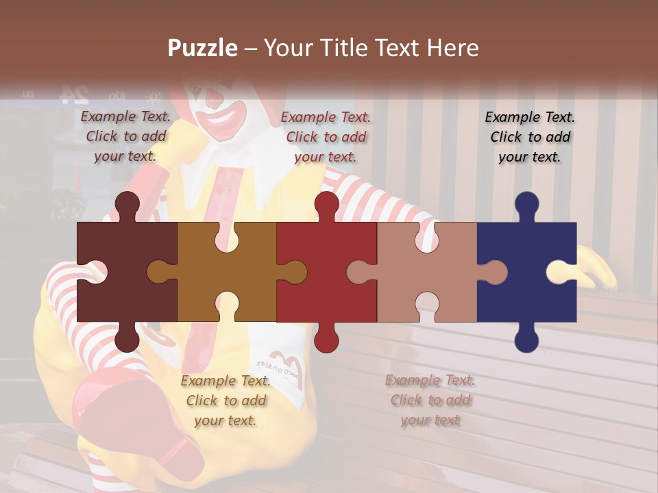 A Clown Sitting On A Bench In Front Of A Building PowerPoint Template