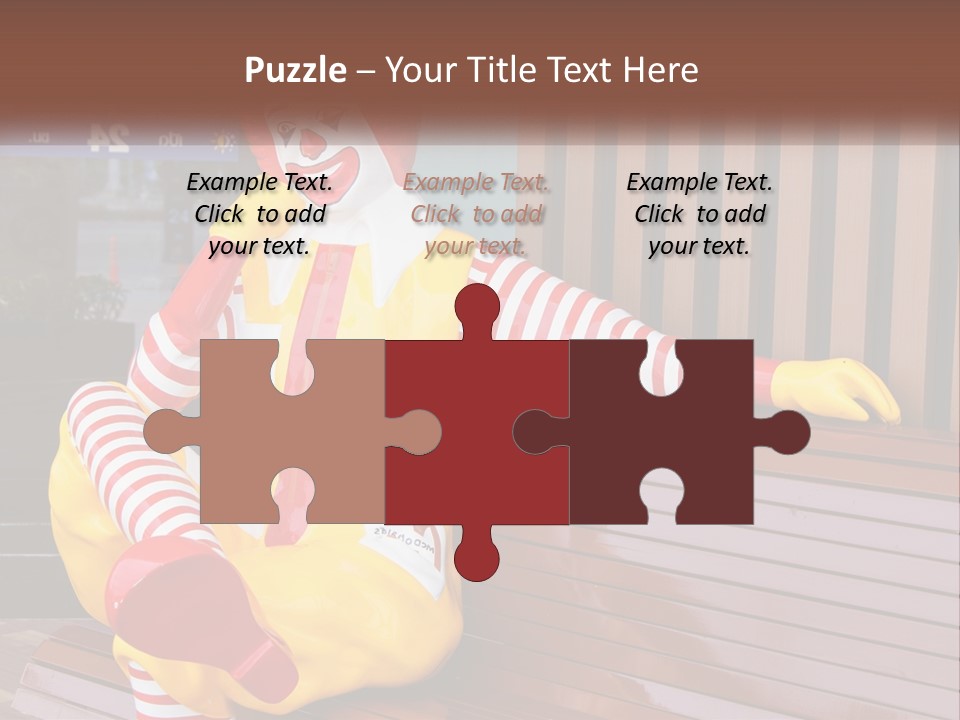 A Clown Sitting On A Bench In Front Of A Building PowerPoint Template