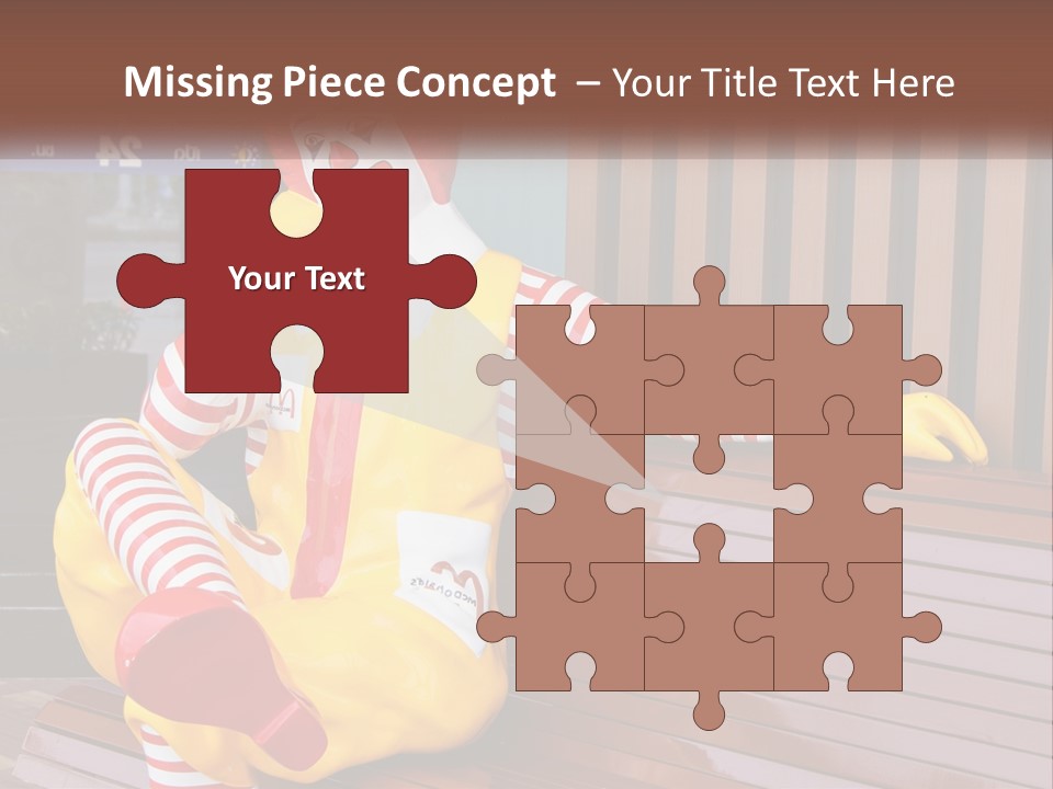 A Clown Sitting On A Bench In Front Of A Building PowerPoint Template