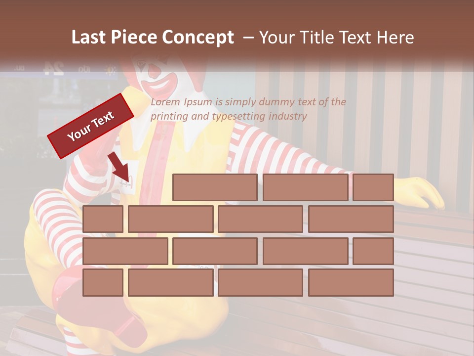 A Clown Sitting On A Bench In Front Of A Building PowerPoint Template