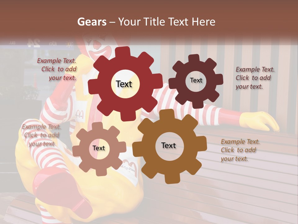 A Clown Sitting On A Bench In Front Of A Building PowerPoint Template