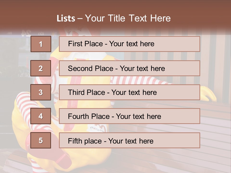 A Clown Sitting On A Bench In Front Of A Building PowerPoint Template