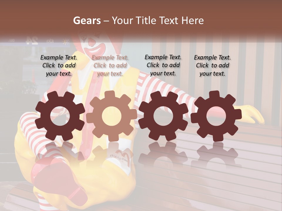 A Clown Sitting On A Bench In Front Of A Building PowerPoint Template