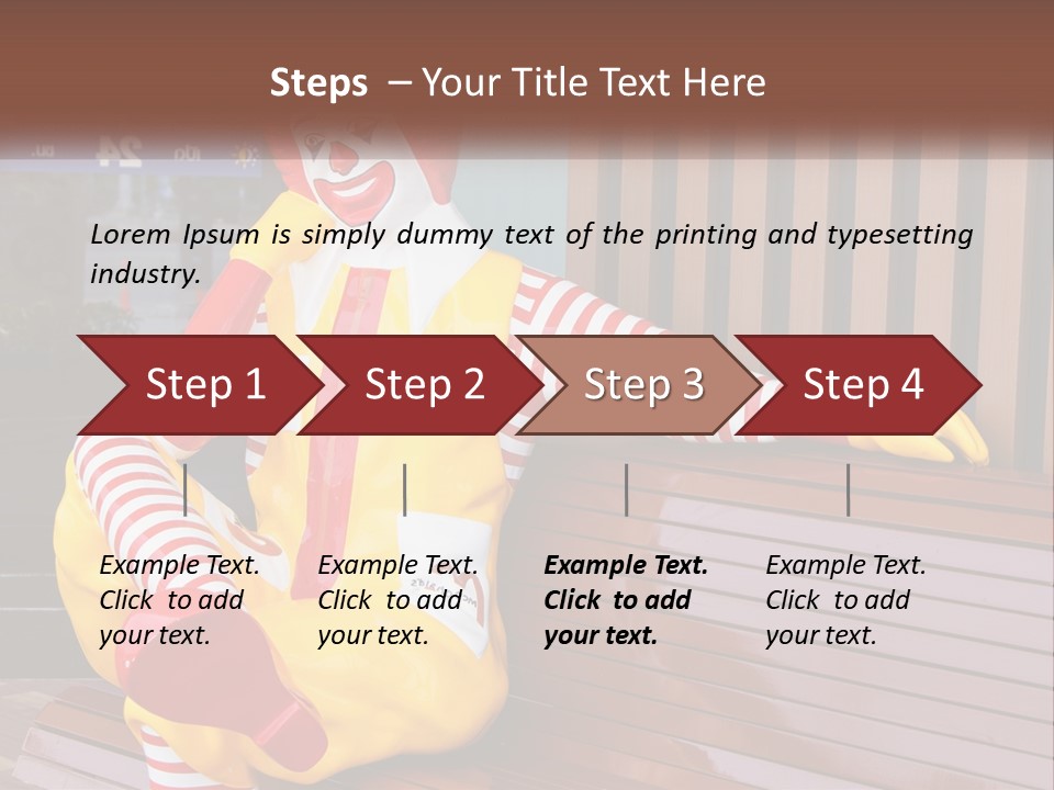 A Clown Sitting On A Bench In Front Of A Building PowerPoint Template