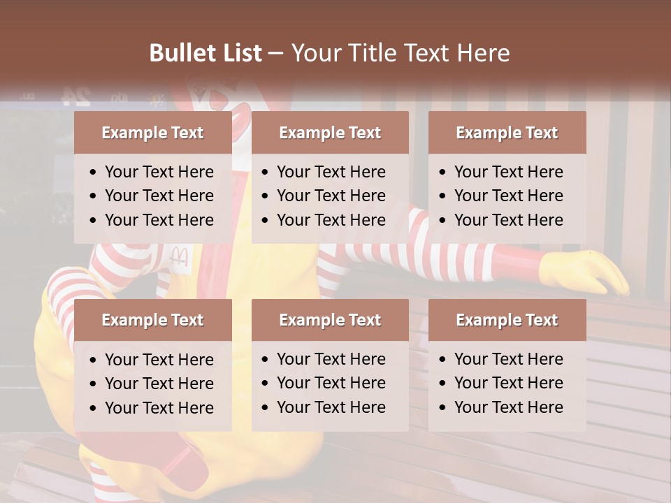 A Clown Sitting On A Bench In Front Of A Building PowerPoint Template