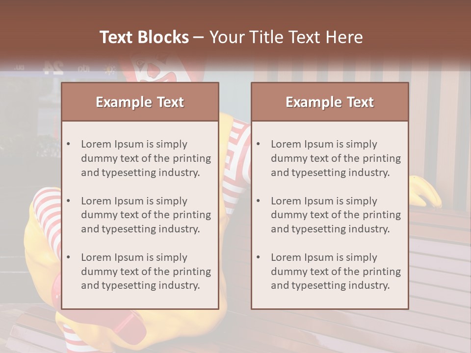 A Clown Sitting On A Bench In Front Of A Building PowerPoint Template