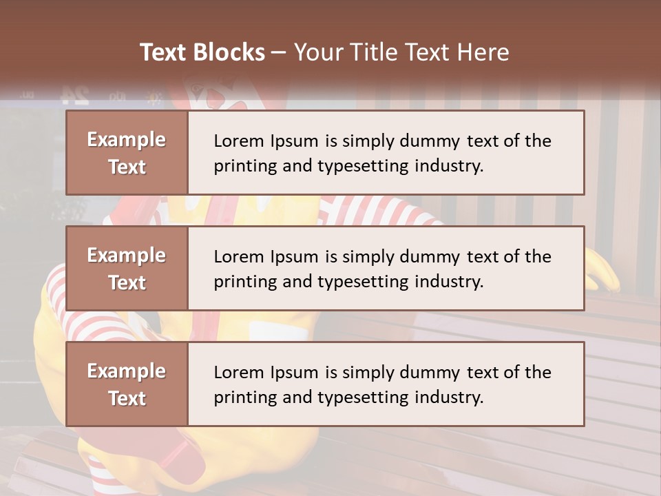 A Clown Sitting On A Bench In Front Of A Building PowerPoint Template