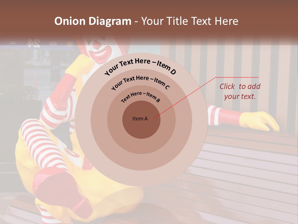 A Clown Sitting On A Bench In Front Of A Building PowerPoint Template